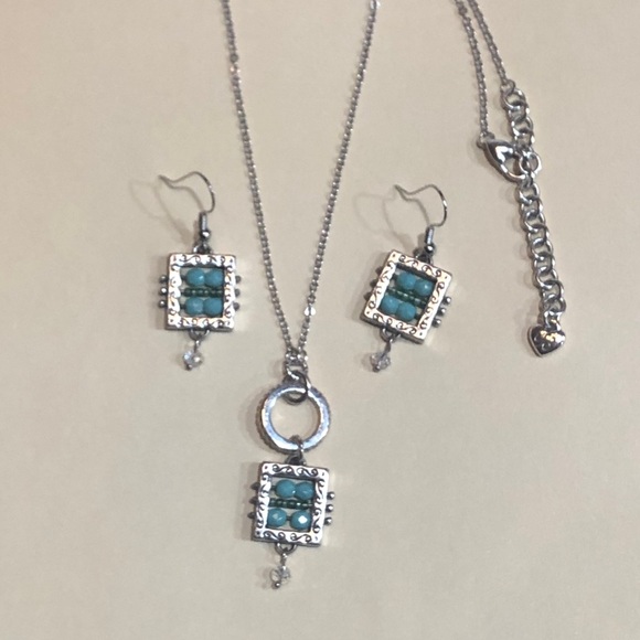 Brighton set of necklace & earrings Blue & crystal FINAL REDUCED PRICE - Picture 6 of 16